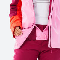 Roze-ciklama ženska jakna za skijanje 500