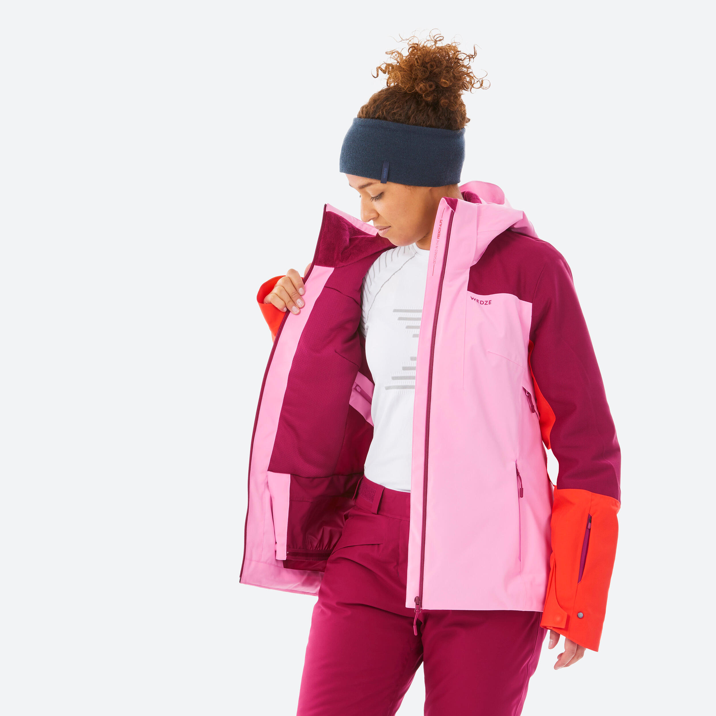 Women s Ski Jacket 500 Sport Fuchsia Pink