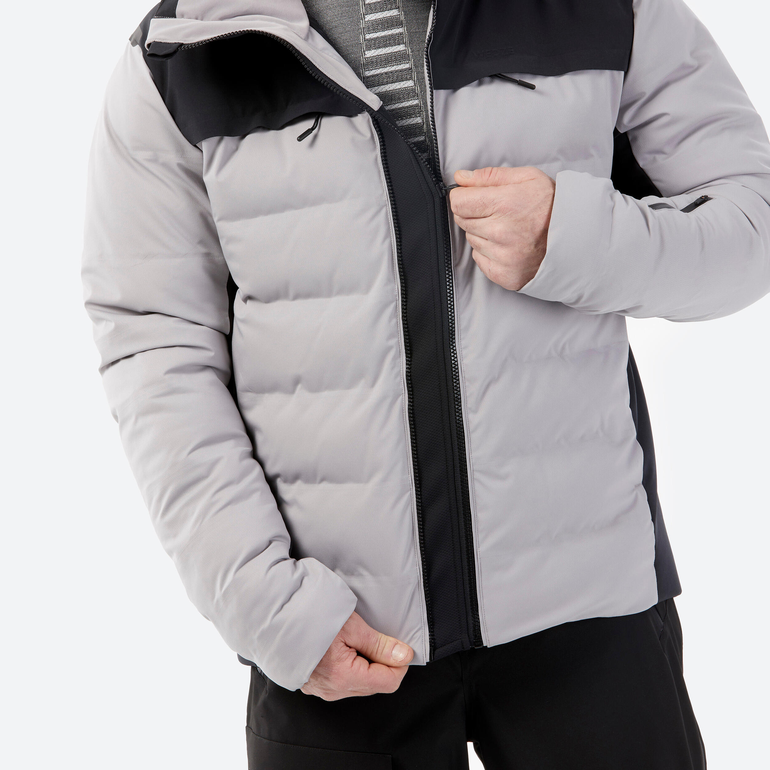 MEN’S WARM PADDED SKI JACKET 900 WARM - GREY AND BLACK 7/16