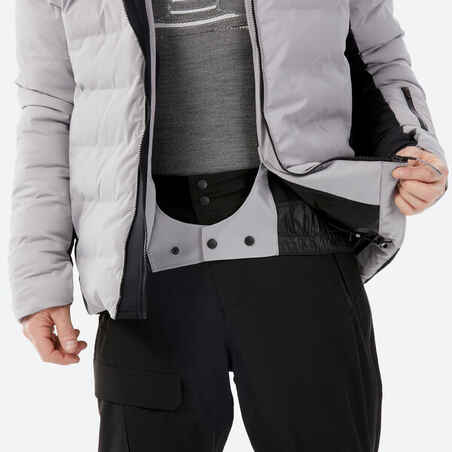 MEN’S WARM PADDED SKI JACKET 900 WARM - GREY AND BLACK