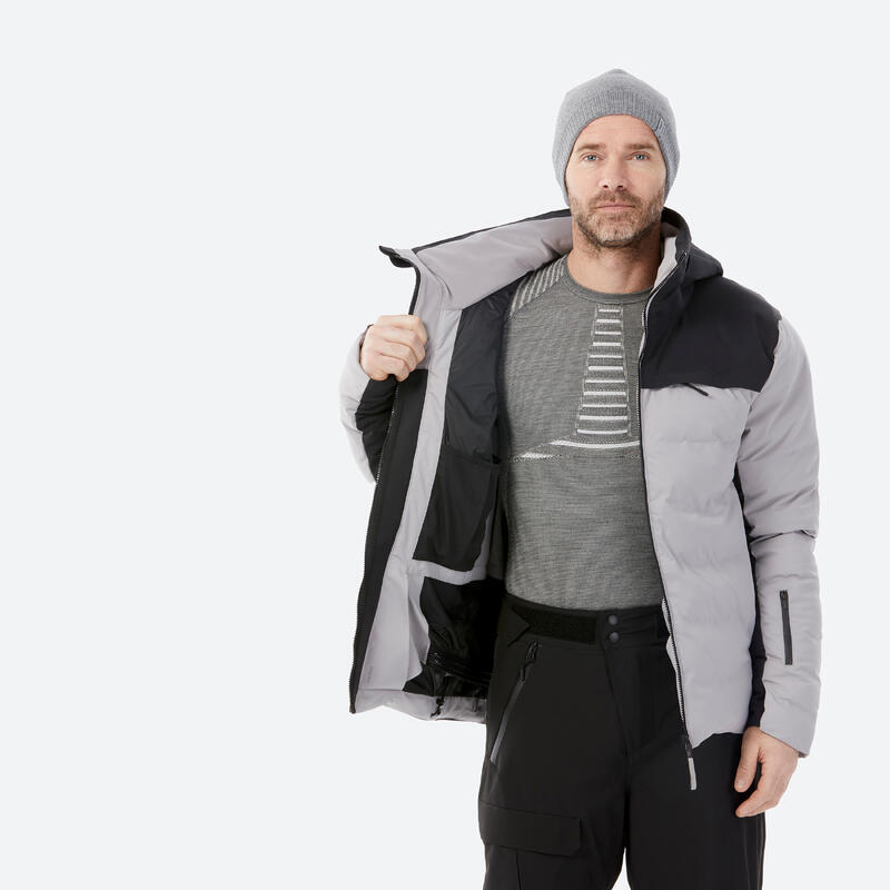Erkek Şişme Kayak Montu - Gri/Siyah - Warm 900