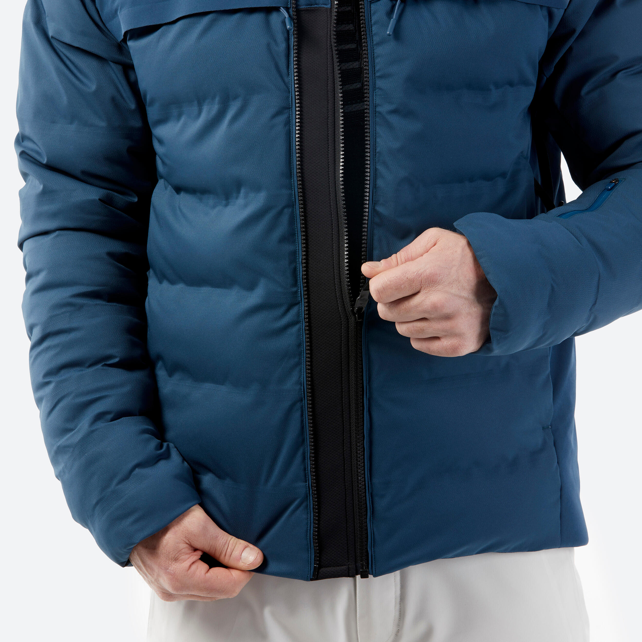 Extremely warm and ventilated ski jacket for men, warm 900 petrol blue