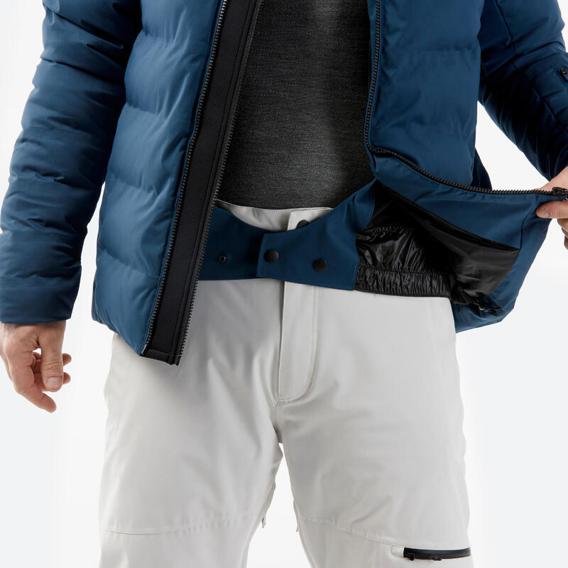 Warme dons ski-jas heren 900 Warm blauw