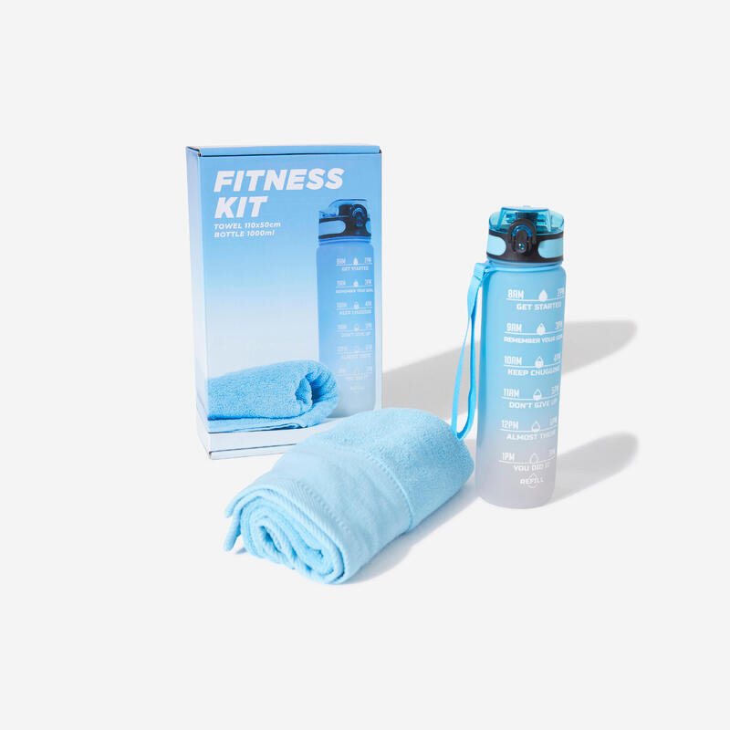 Fitnessset drinkfles en handdoek