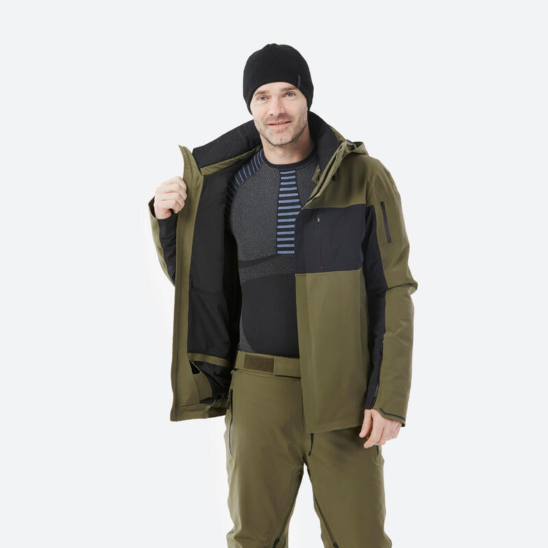Veste de ski et snowboard très respirante et imperméable homme, JKT 900 kaki