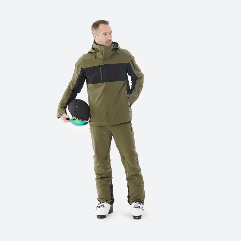 Veste de ski et snowboard très respirante et imperméable homme, JKT 900 kaki
