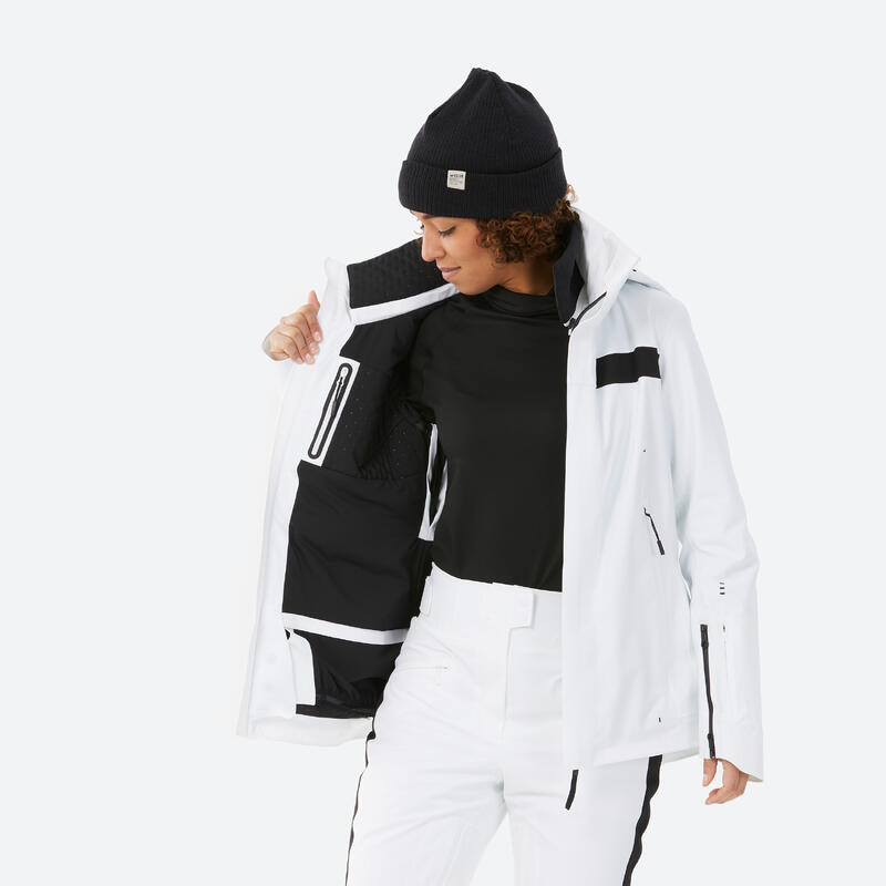 Veste de ski et snowboard très respirante et imperméable femme, JKT 900 blanc