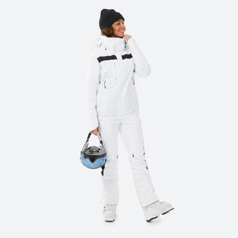 Veste de ski et snowboard très respirante et imperméable femme, JKT 900 blanc