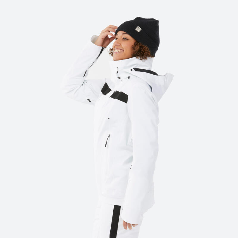 Veste de ski et snowboard très respirante et imperméable femme, JKT 900 blanc