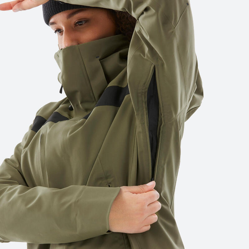 Veste de ski et snowboard très respirante et imperméable femme, JKT 900 blanc