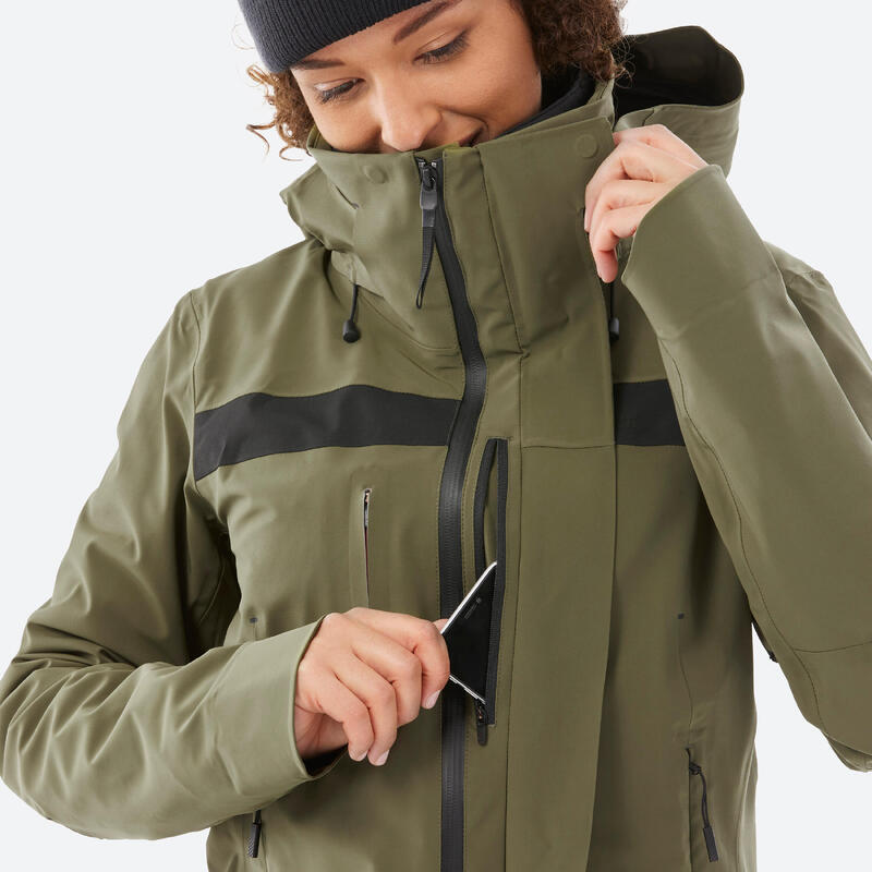 Veste de ski et snowboard très respirante et imperméable femme, JKT 900 blanc