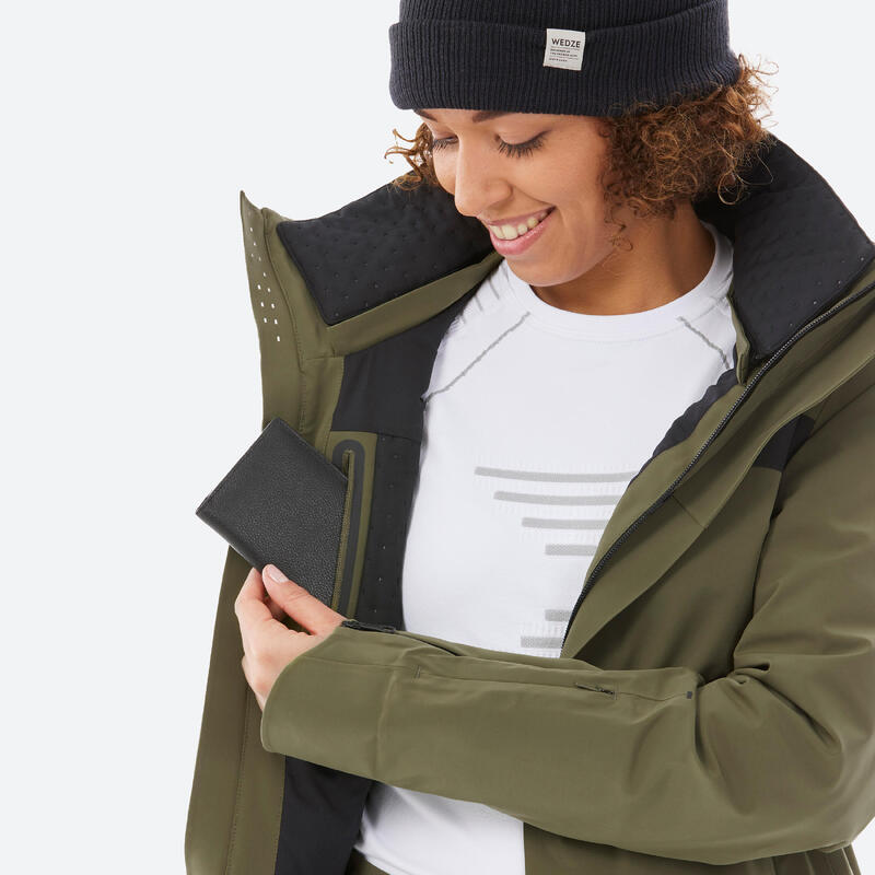 Veste de ski et snowboard très respirante et imperméable femme, JKT 900 blanc