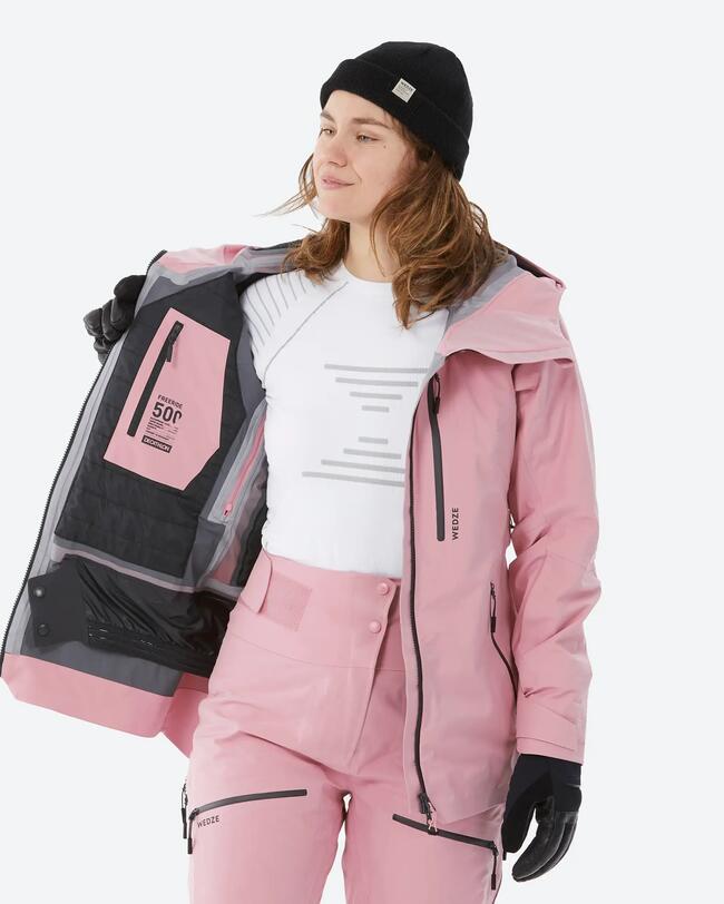 WOMEN'S SKI JACKET FR 500 - PALE PINK WEDZE