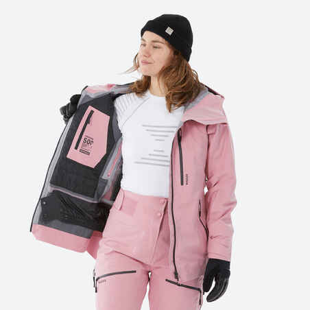 WOMEN’S SKI JACKET FR 500 - PALE PINK