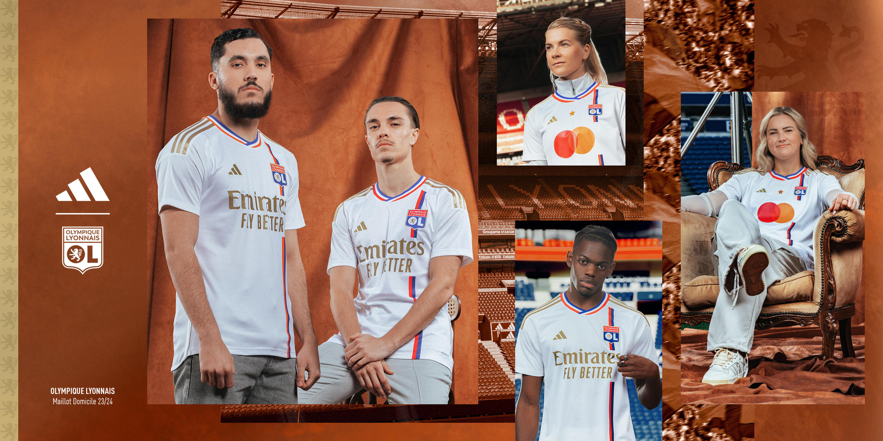 Camisola Principal do Olympique Lyonnais Adulto época 2023 2024 7/9