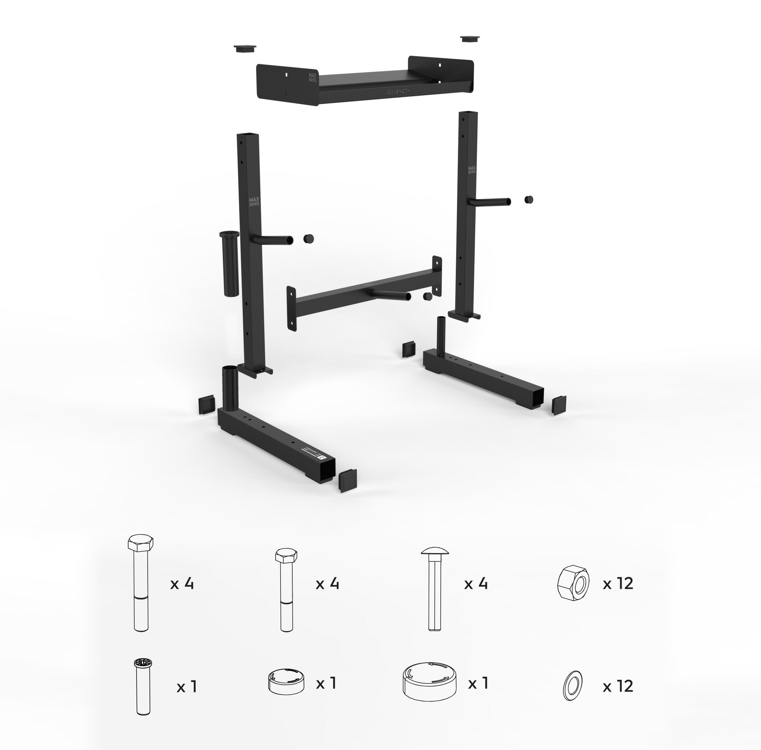 OPBERGREK VOOR GEWICHTEN EN STANGEN VOOR KRACHTTRAINING CORENGTH DOMYOS DECATHLON handleiding, reparatie