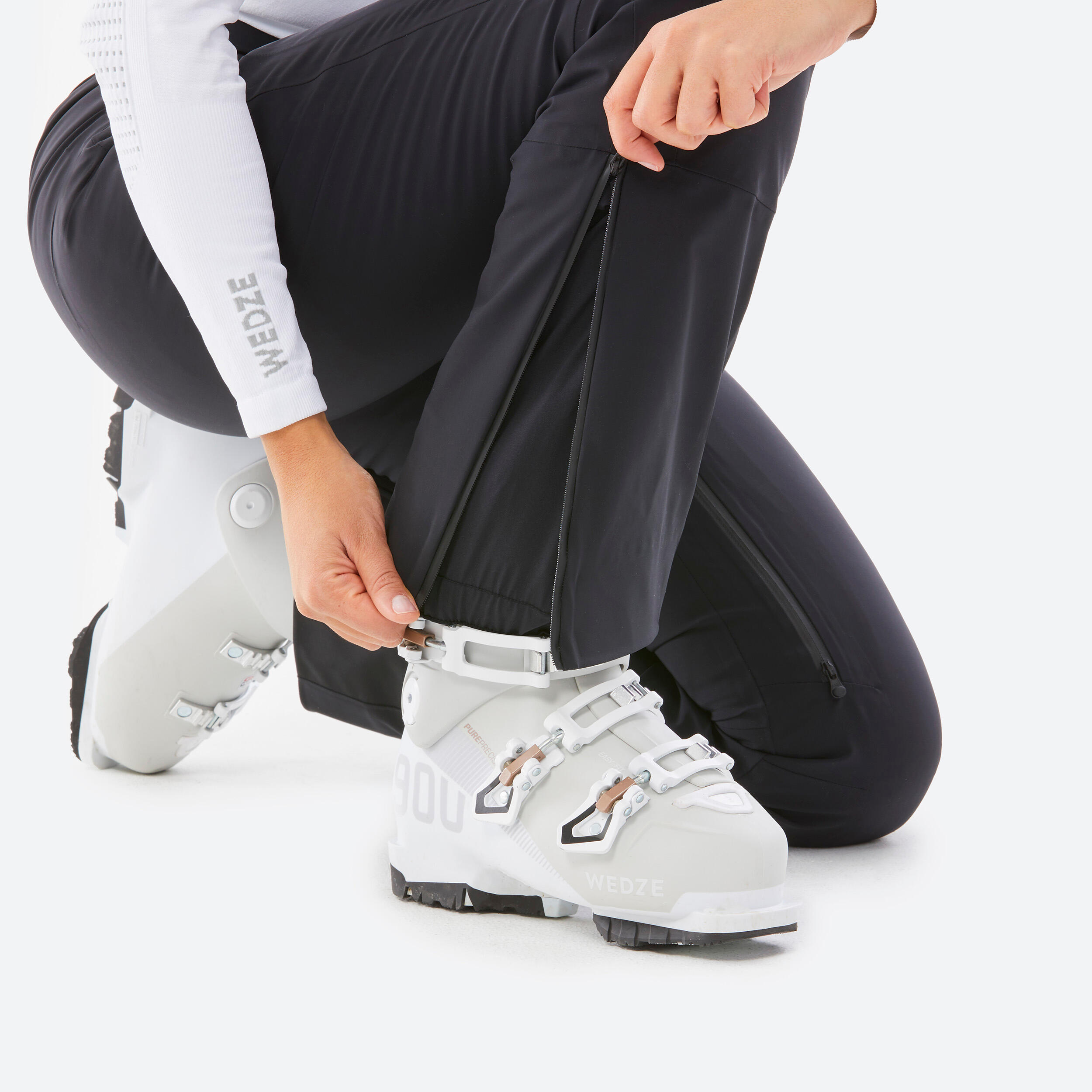 Pantaloni sci donna 900 bianchi 9/16