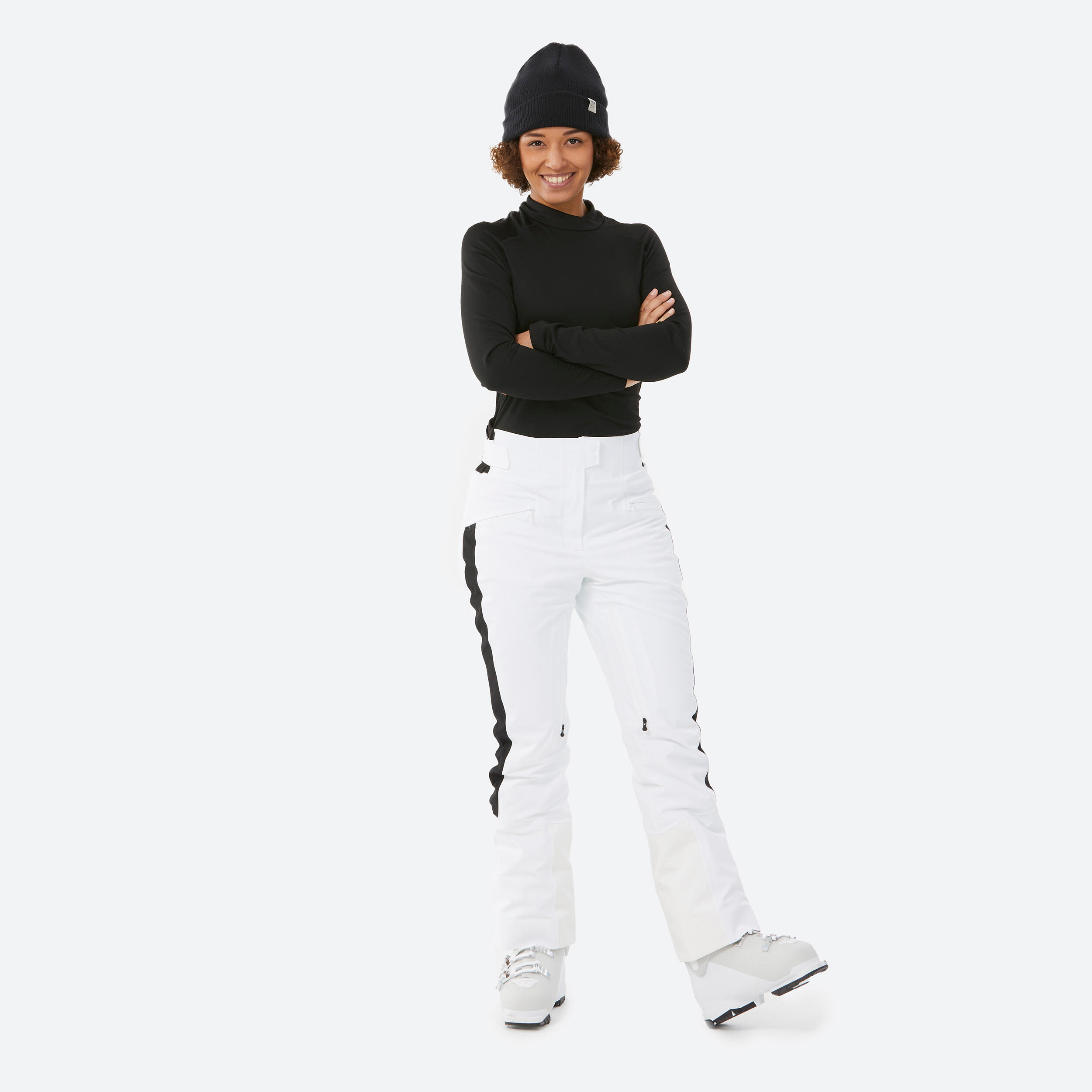 Pantaloni sci donna 900 bianchi 4/16