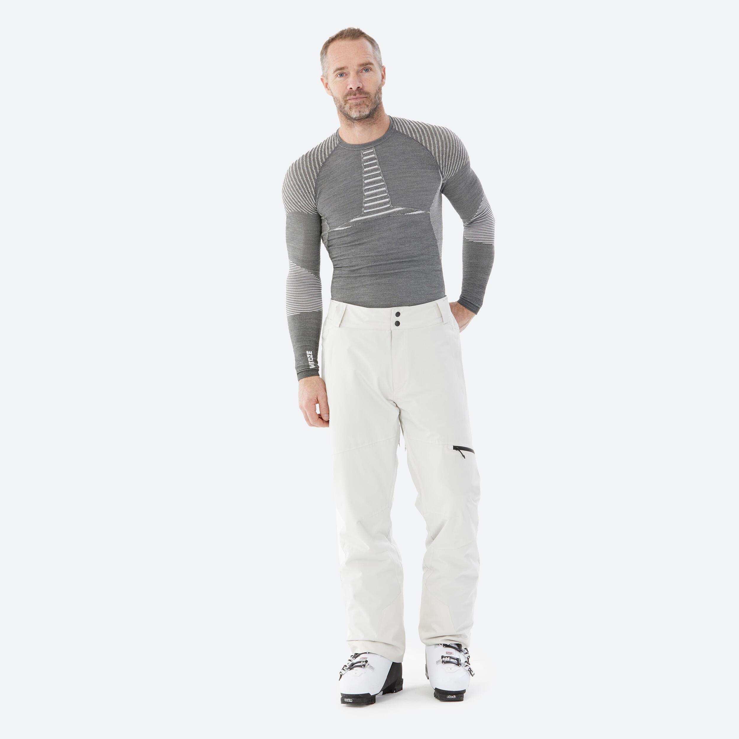 Men’s Warm Ski Trousers Regular 500 - light beige 4/9