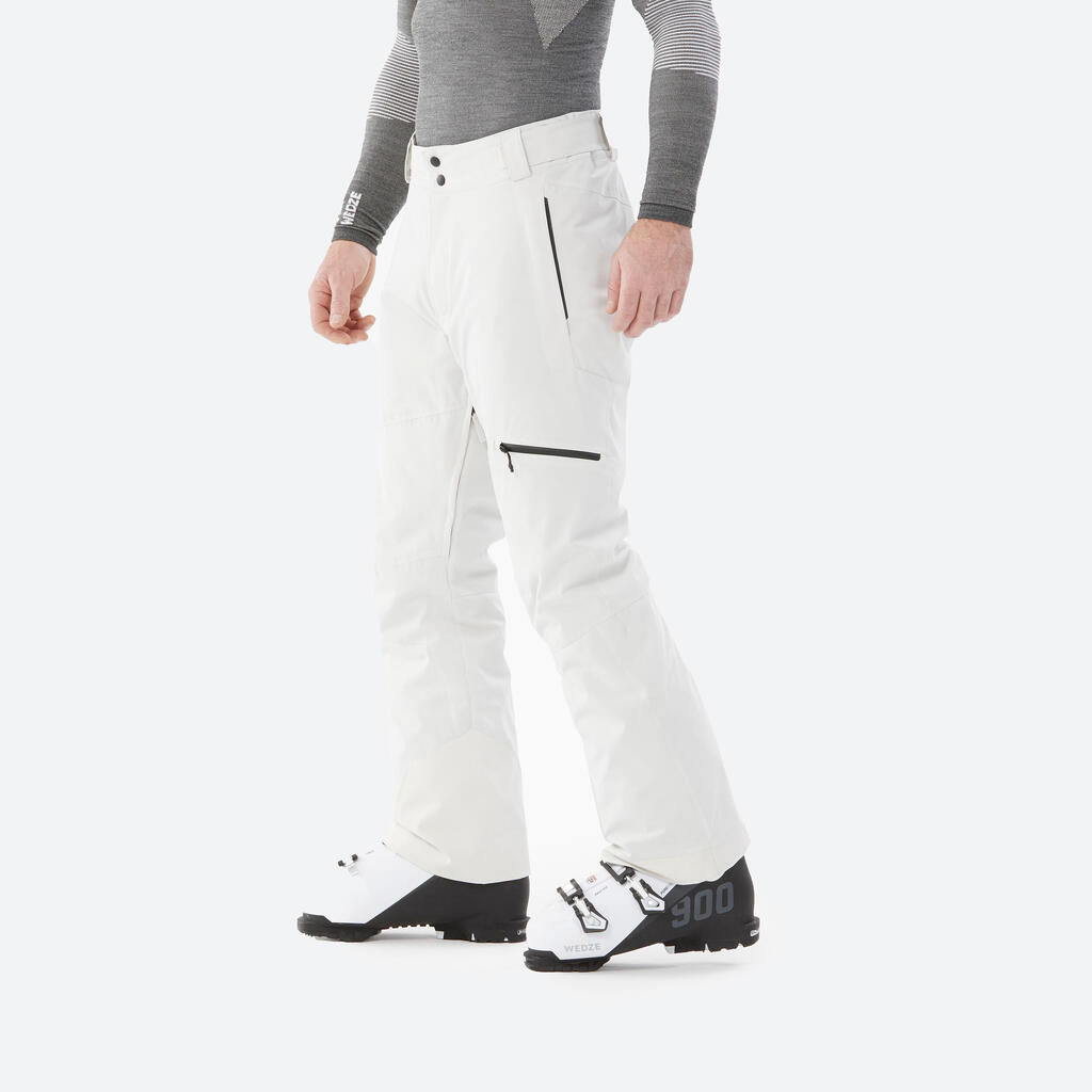 Mens Warm Ski Trousers Regular 500 - Light Yellow