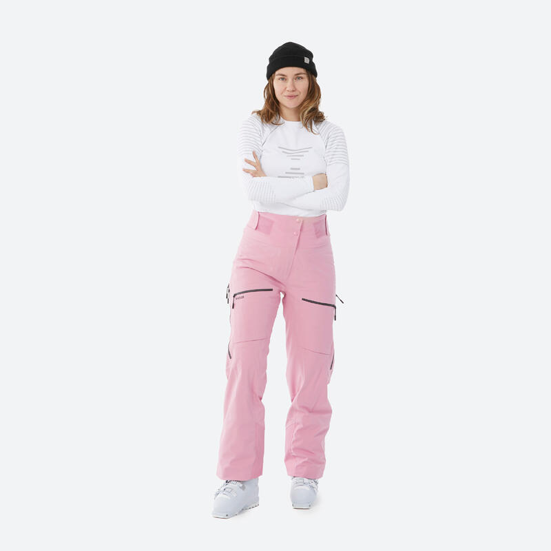Calças de ski quentes e impermeáveis mulher, FR500 rosa