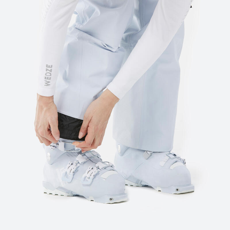 Pantalon tip salopetă schi foarte impermeabil FR900 Albastru deschis Damă