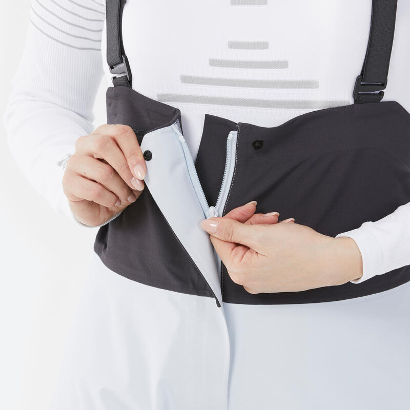 Pantalon tip salopetă schi foarte impermeabil FR900 Albastru deschis Damă