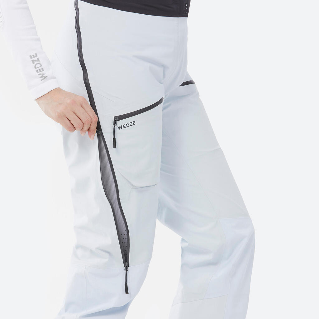Dámske lyžiarske náprsenkové nohavice FR900 svetlomodré