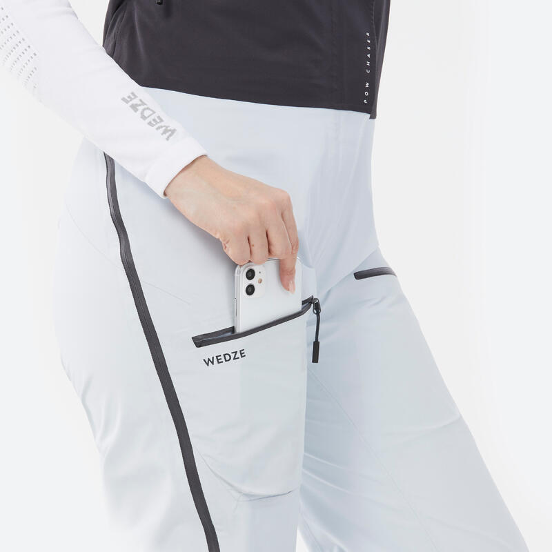 Pantalon tip salopetă schi foarte impermeabil FR900 Albastru deschis Damă