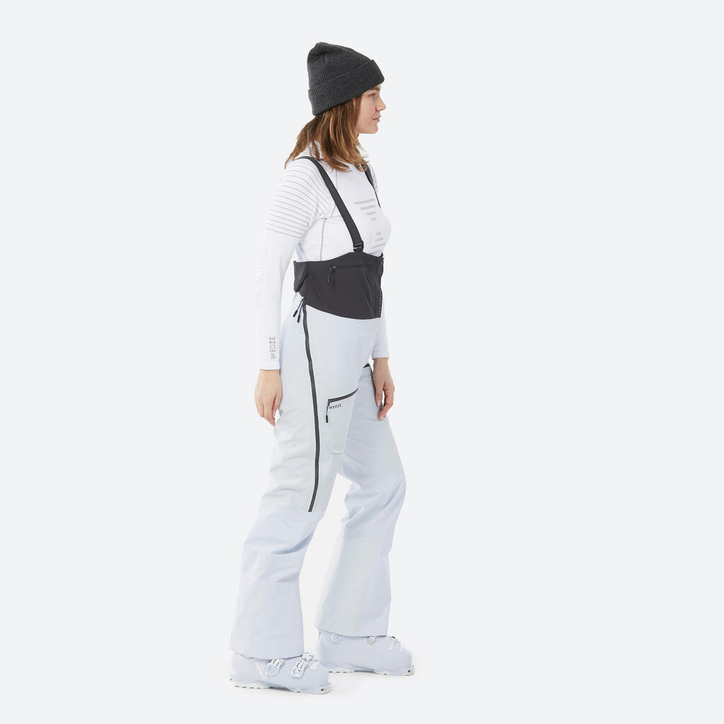 Dámske lyžiarske náprsenkové nohavice FR900 svetlomodré