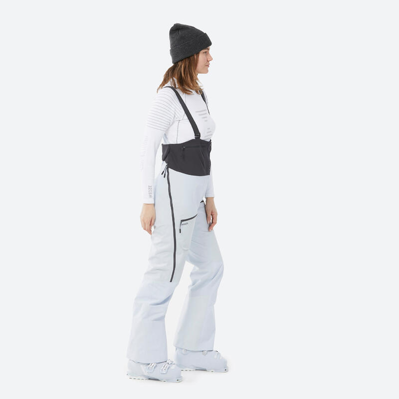 Pantalon tip salopetă schi foarte impermeabil FR900 Albastru deschis Damă