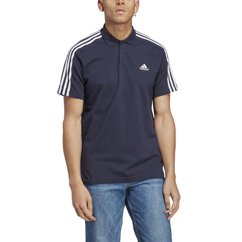 Polo coton piqué Adidas bleu marine