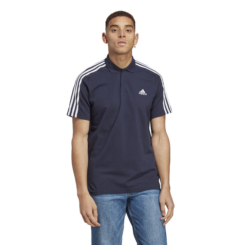 Polo coton piqué Adidas bleu marine