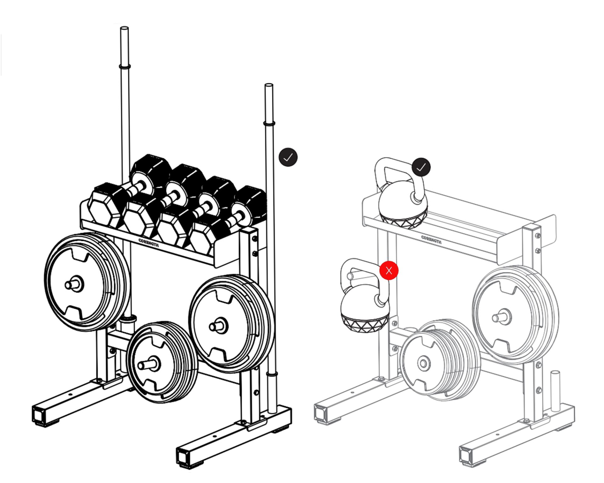 OPBERGREK VOOR GEWICHTEN EN STANGEN VOOR KRACHTTRAINING CORENGTH DOMYOS DECATHLON handleiding, reparatie