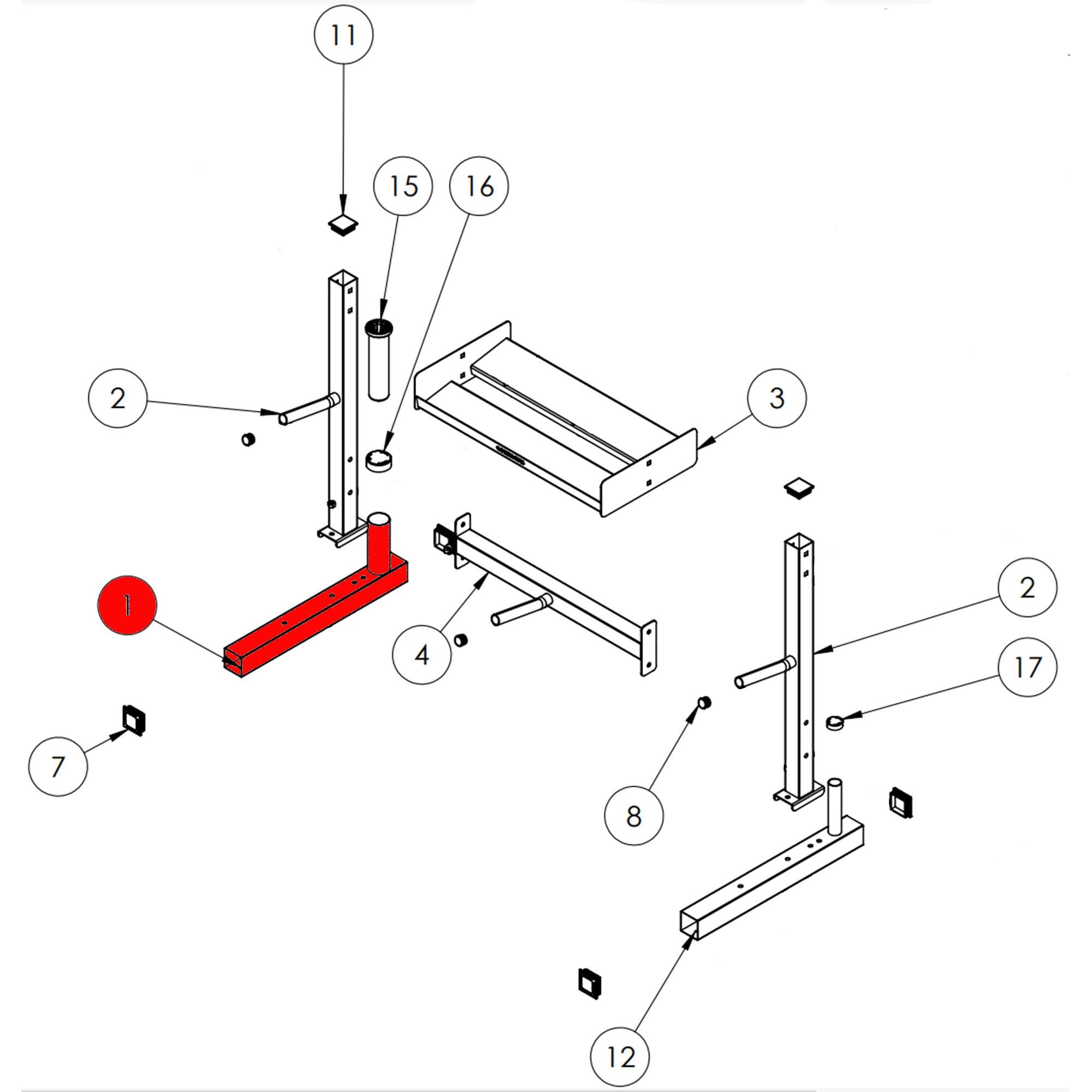 RACK DE STOCKAGE MUSCULATION - PIED GAUCHE 4/5
