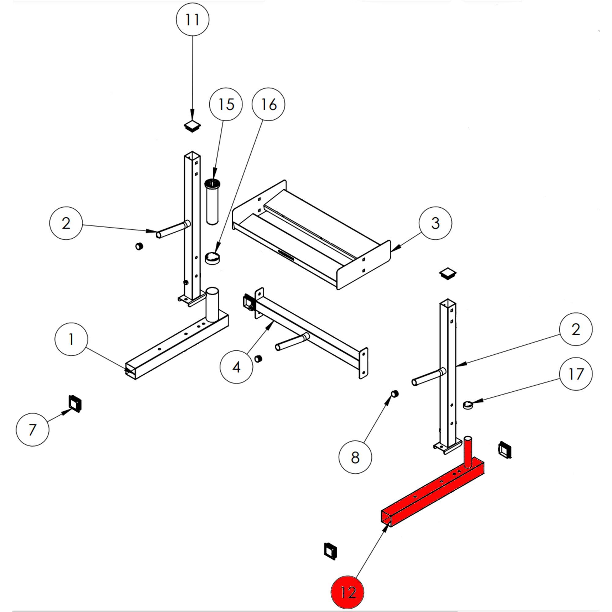 RACK DE STOCKAGE MUSCULATION - PIED DROIT 4/5