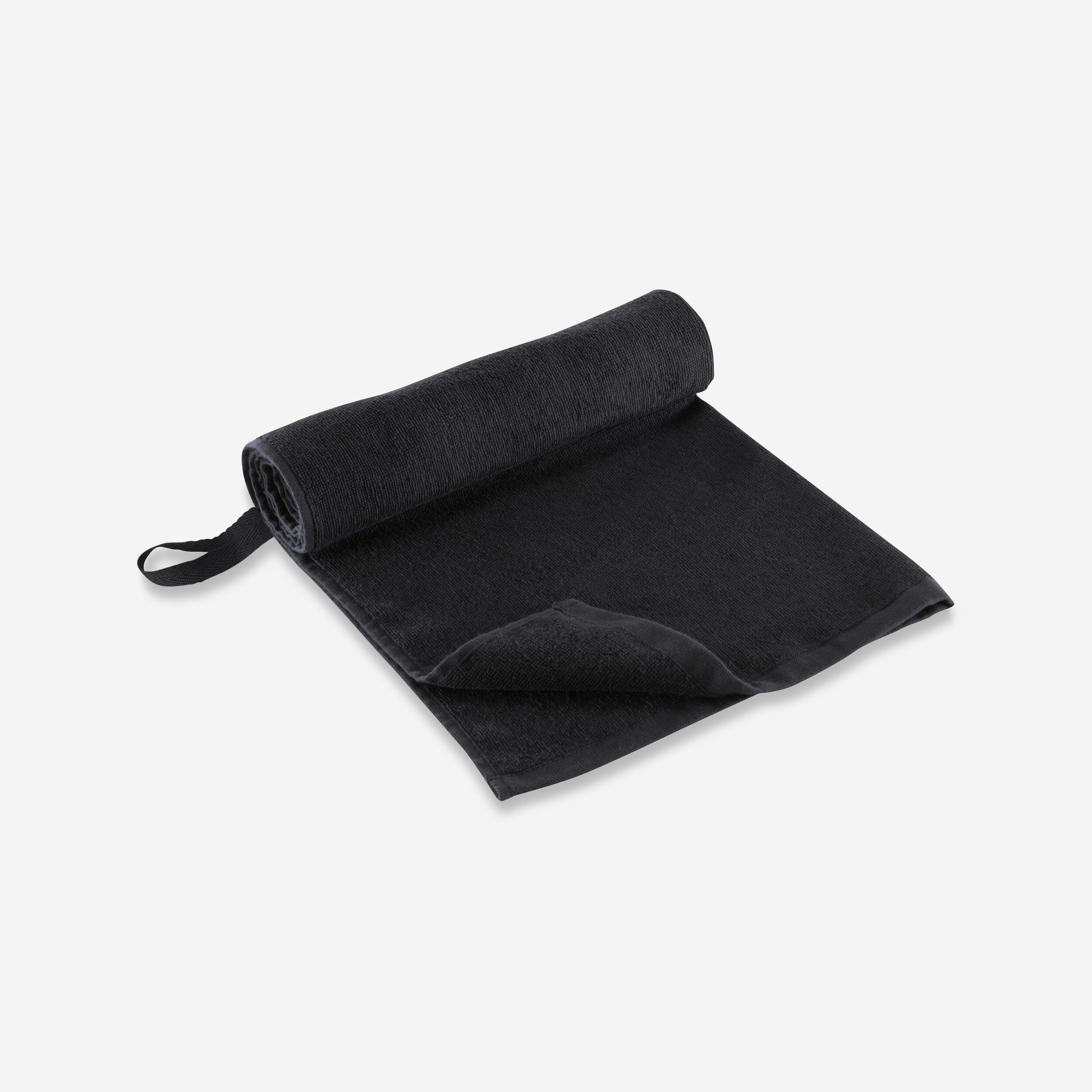 serviette de fitness coton noir taille 49 x 88 cm - domyos