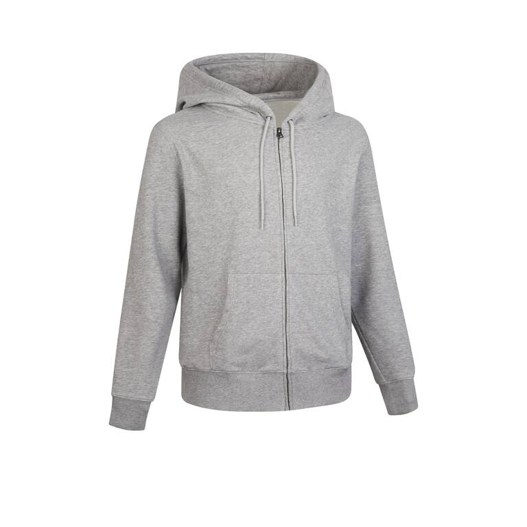 Men's Zip-Up Fitness Hoodie 500 Essentials - Light Grey