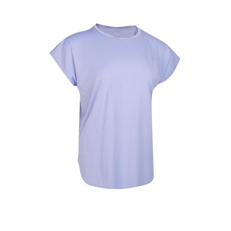 Women's Loose-Fit Cardio Training Laser Cut T-Shirt - Blue