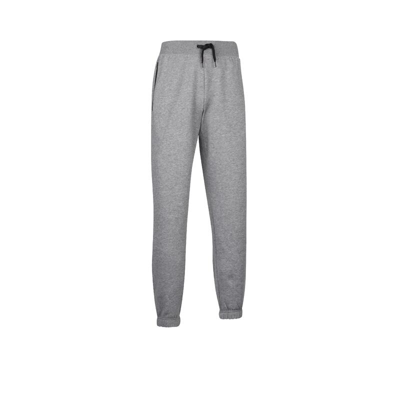 Pantaloni uomo fitness 500 regular misto cotone felpati tasca con zip grigi