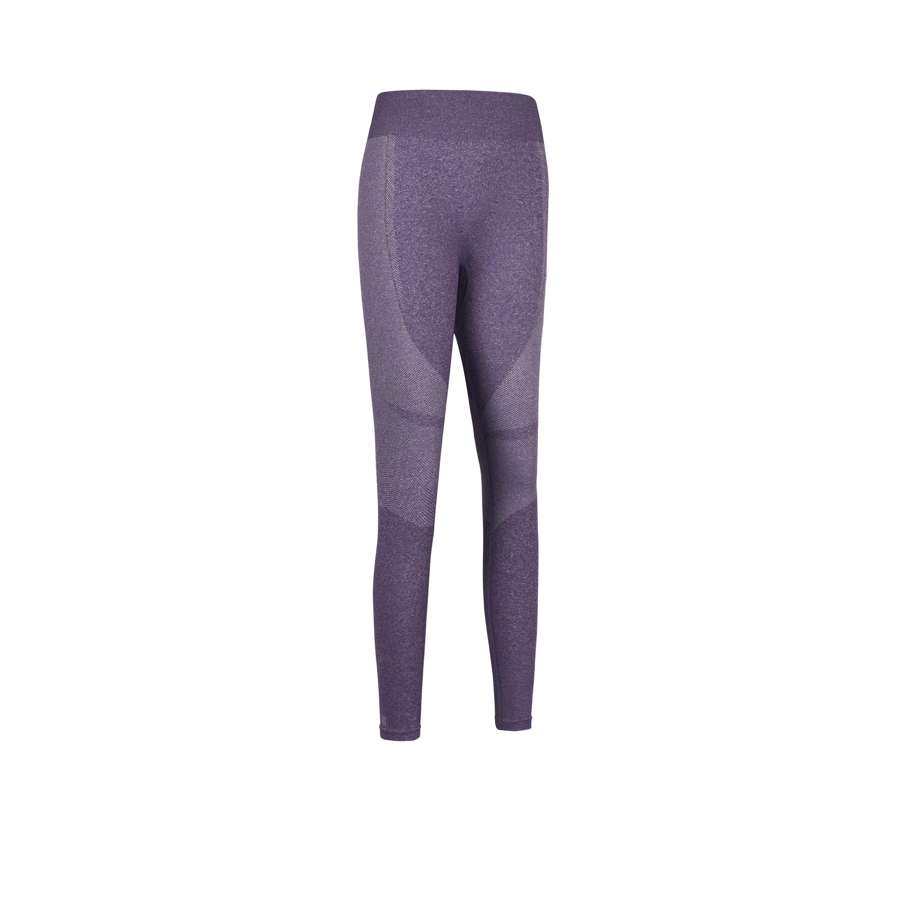 Women's high-waisted seamless fitness leggings with phone pocket, aubergine 6/9