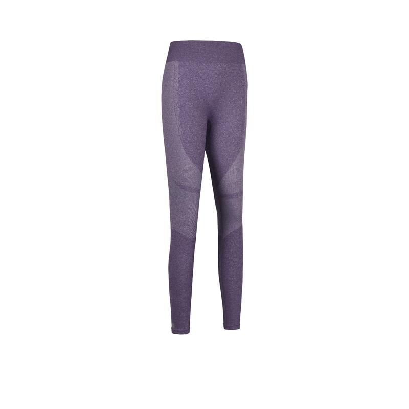High-Waisted Seamless Fitness Leggings with Phone Pocket - Aubergine Purple