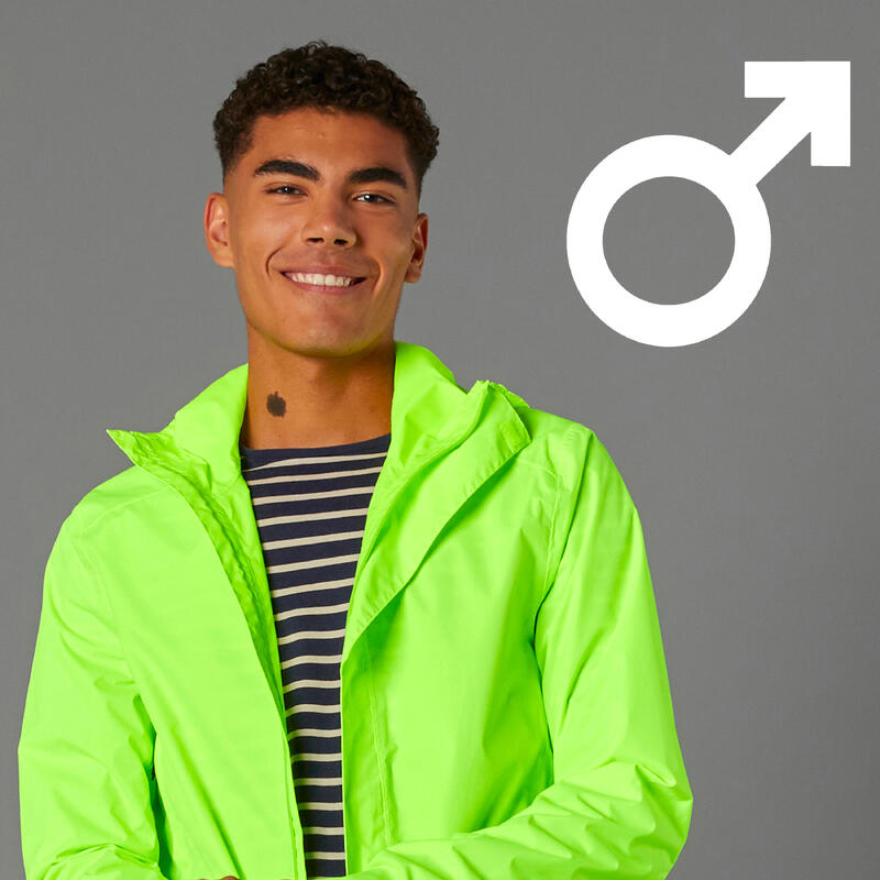 Jachetă Ploaie Ciclism 120 Galben Fluo Bărbaţi 