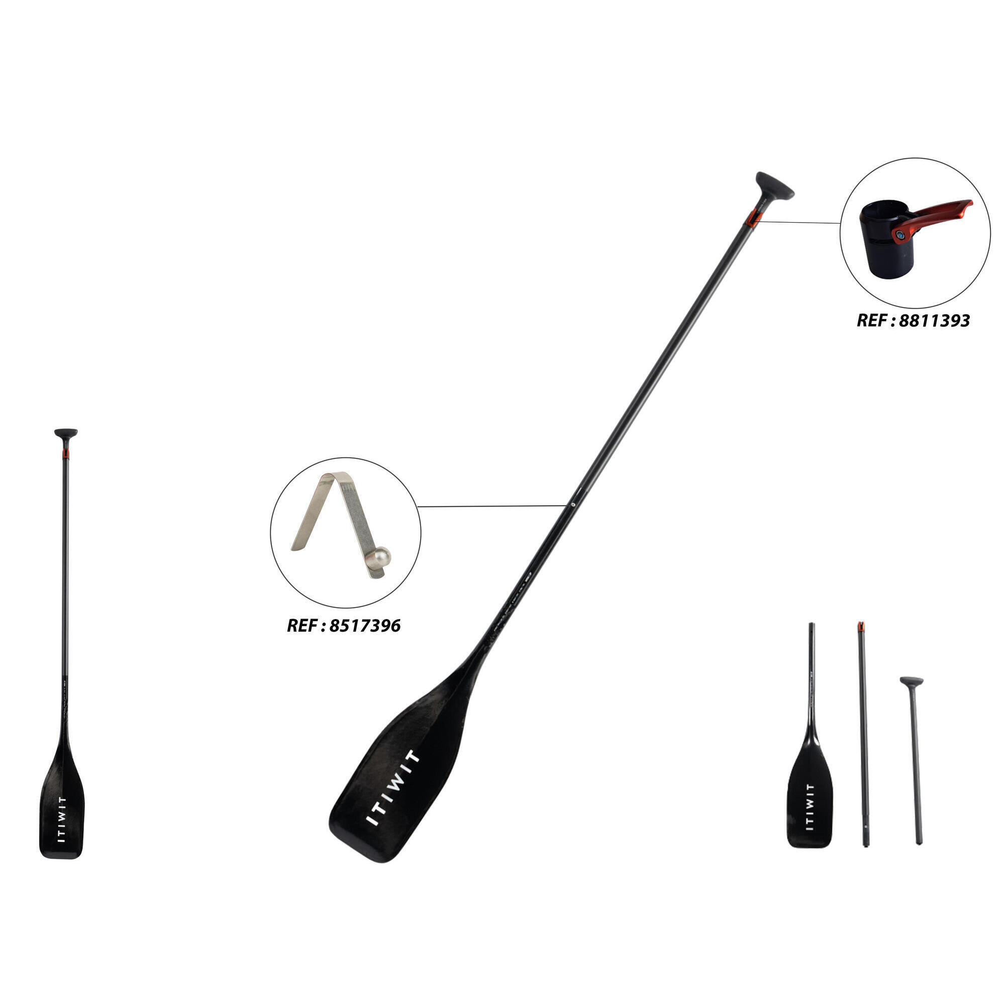 3-part adjustable carbon stand-up paddle (165-205 cm) - 900