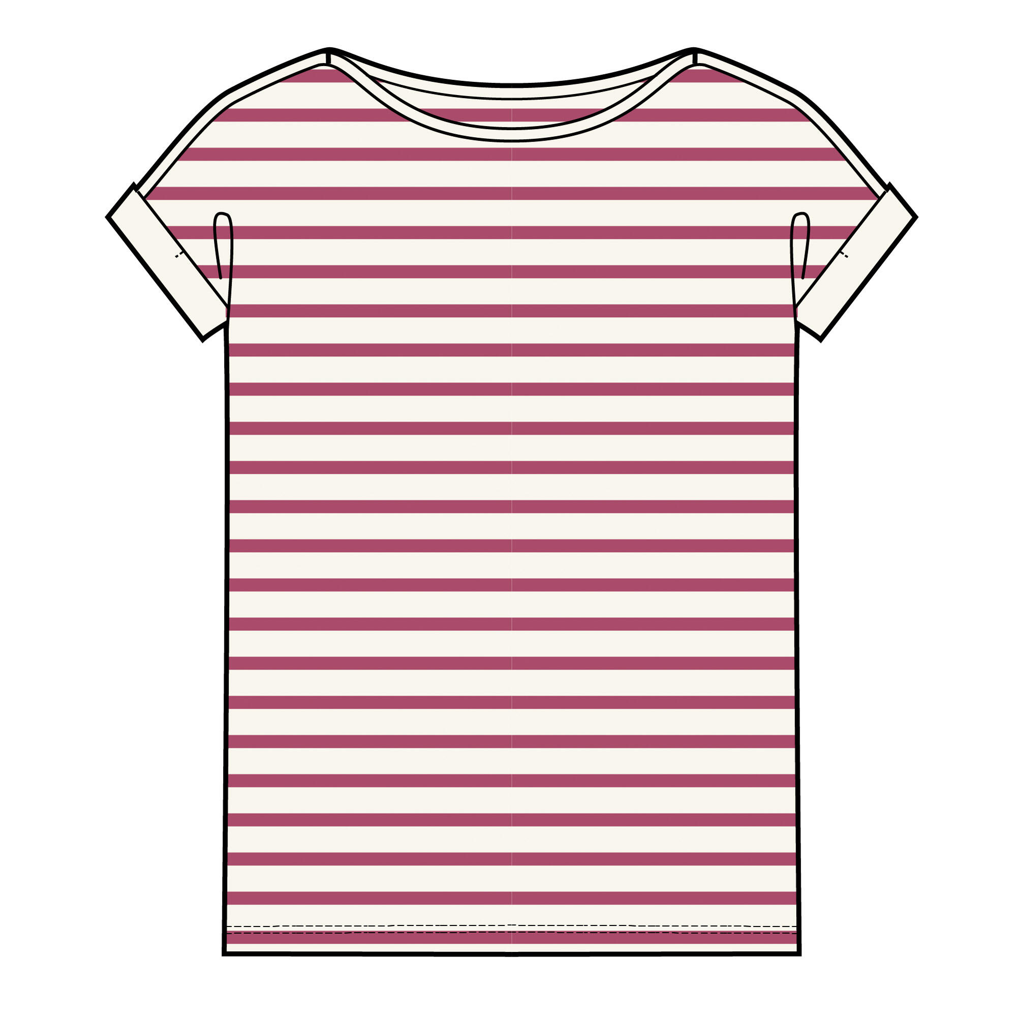 T-Shirt Manga curta- estilo marinheiro Sailing 100 Mulher Cru rosa 11/11