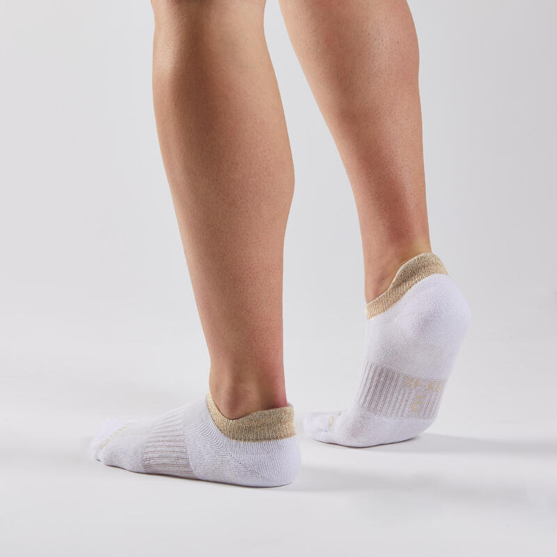 Calcetines de deporte cortos algodón ecológico - RS 500 blanco lentejuelas oro un par