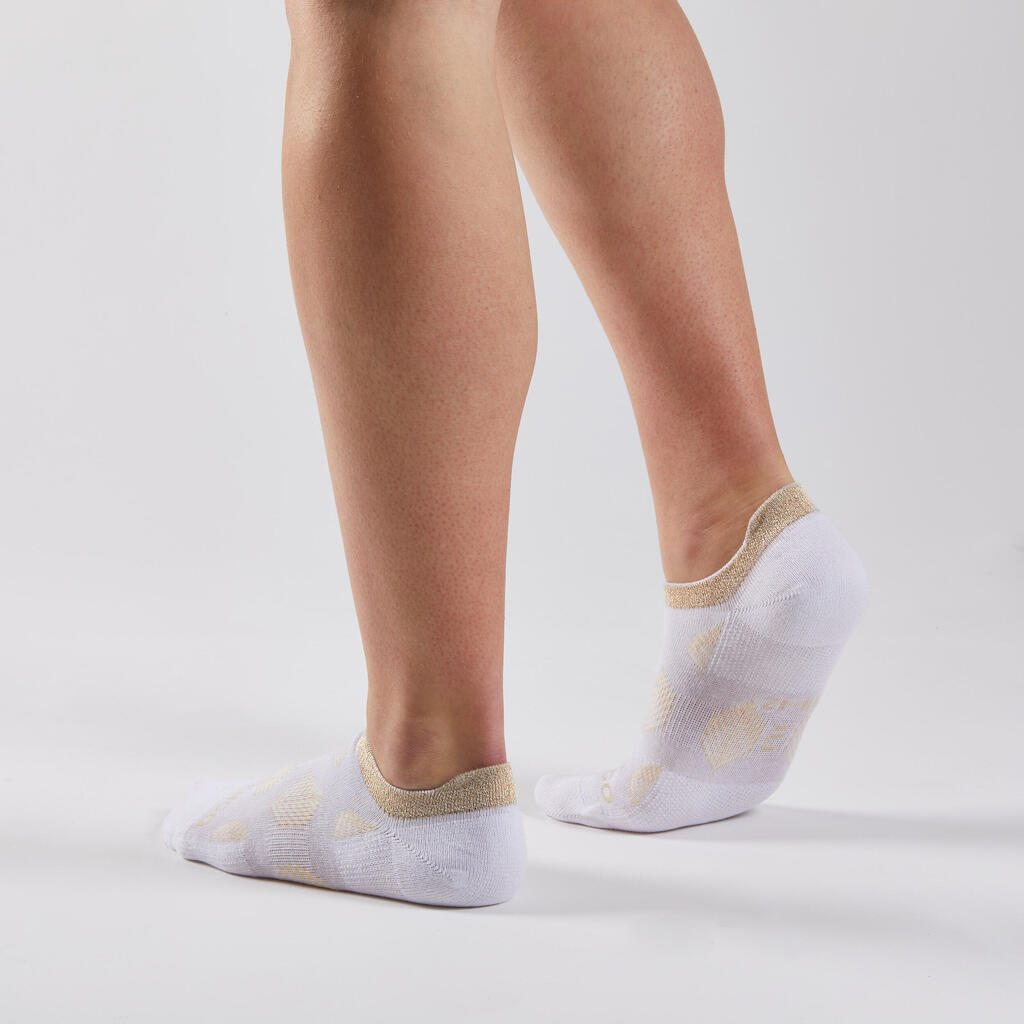 Športové ponožky RS 160 nízke bavlnené béžové s bodkami,
1 pár