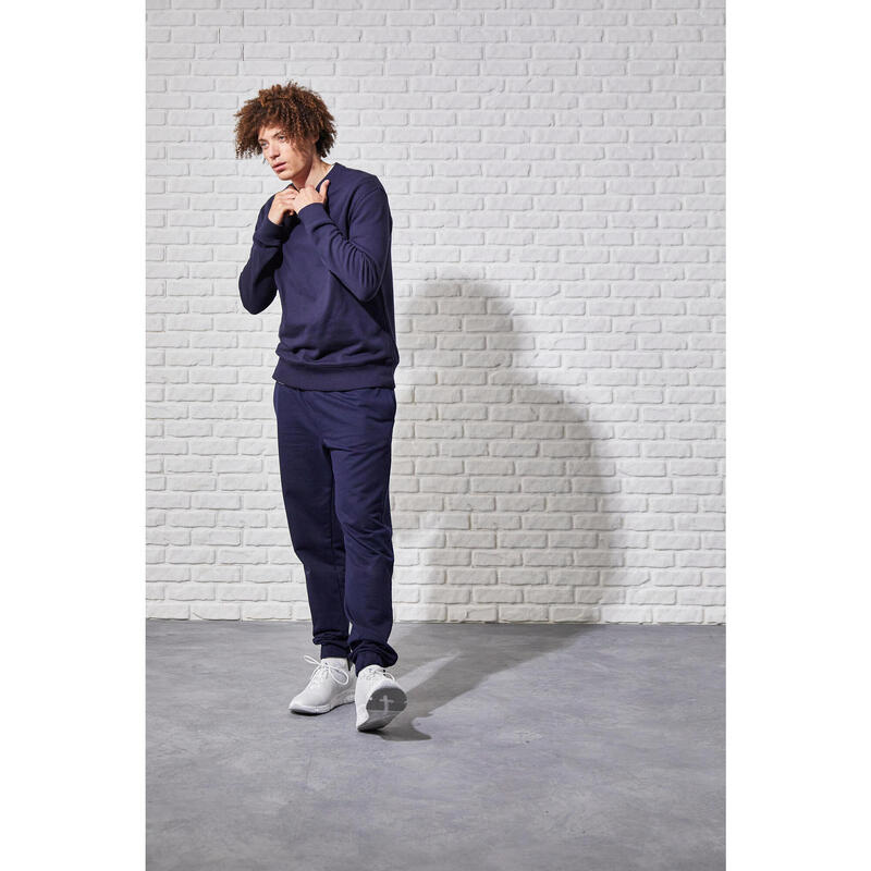 Pantalon jogging fitness regular homme, bleu noir
