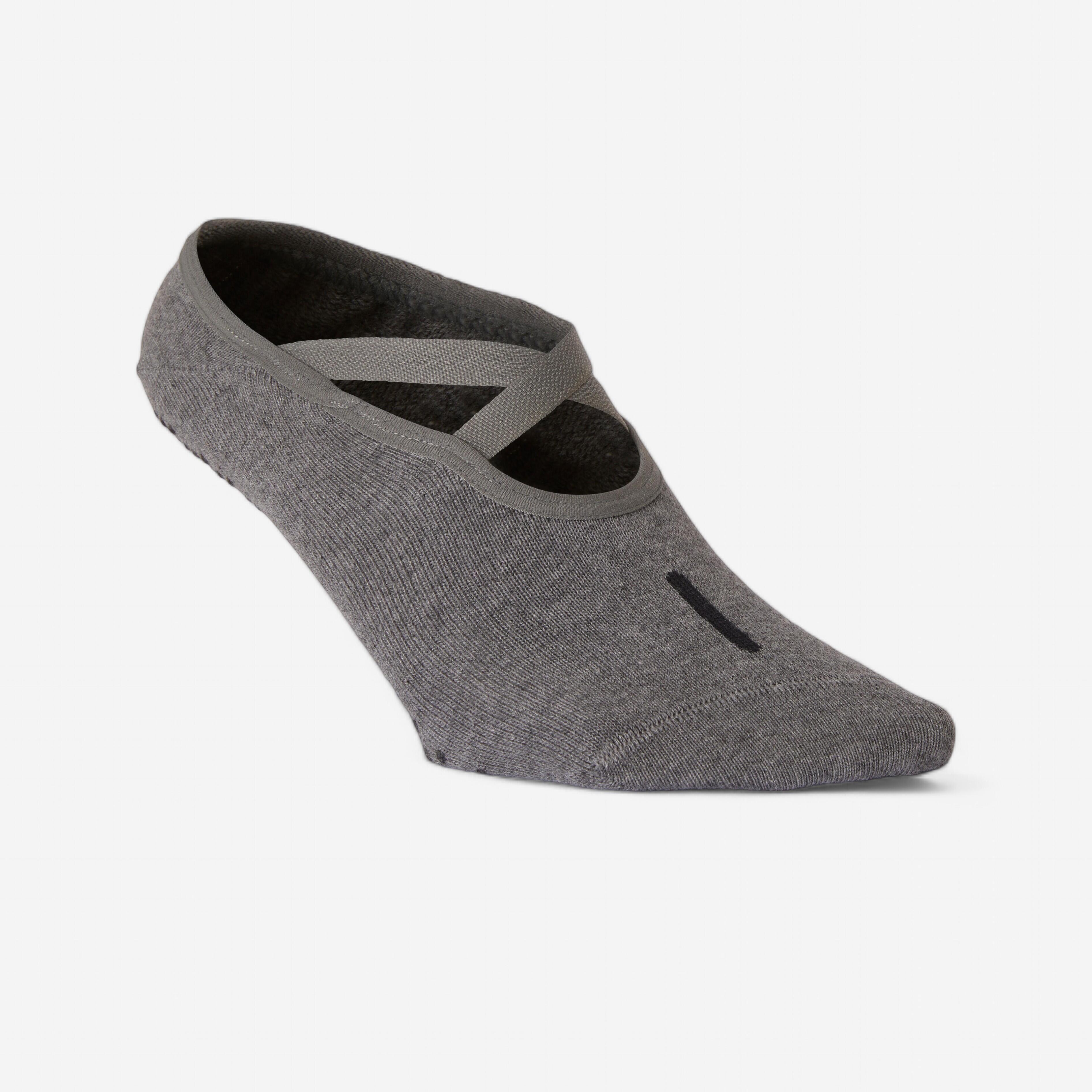 Calze Ballerina Antiscivolo Donna Fitness in Cotone - 500 Grigio