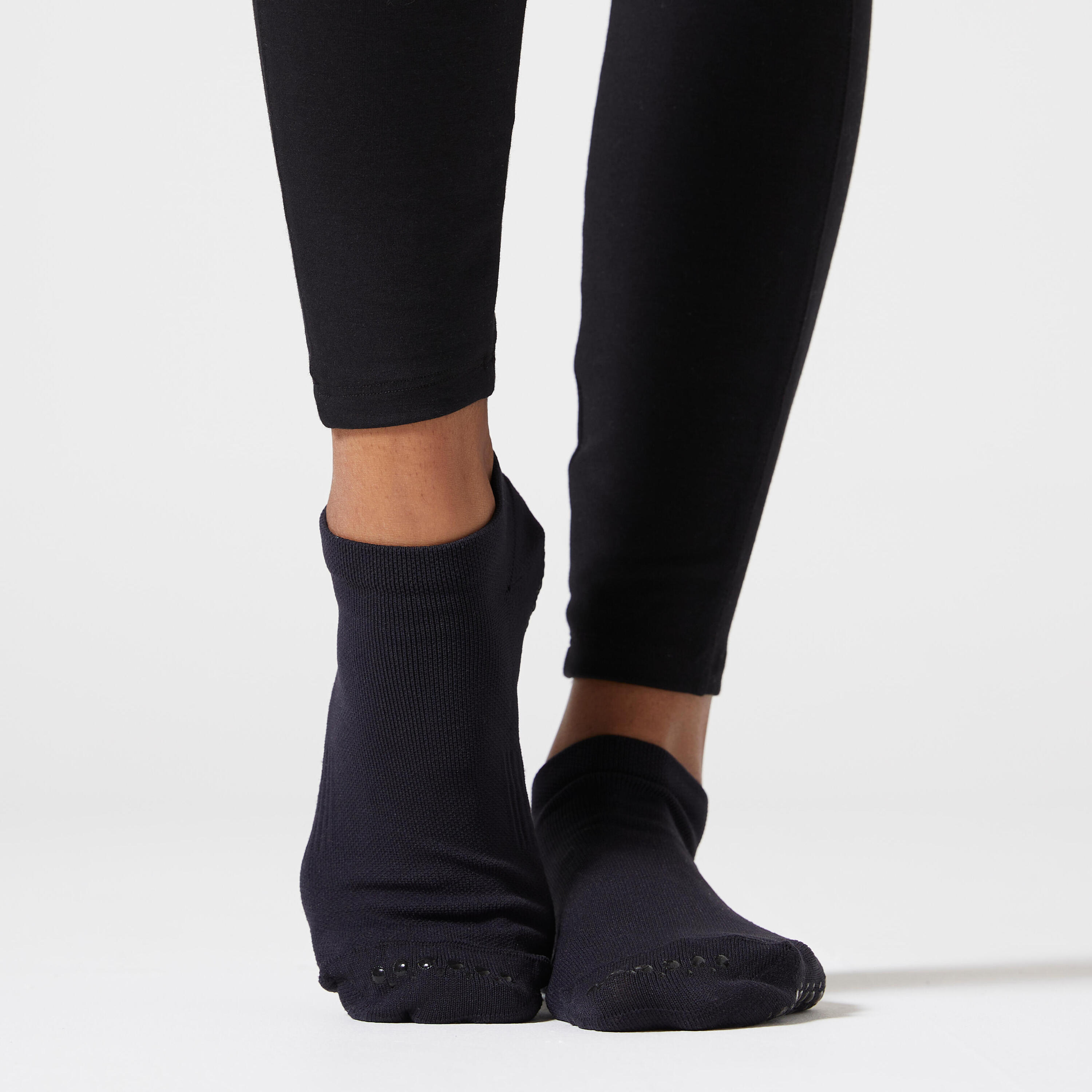 Women's Non-Slip Fitness Socks 500 - Black 2/6